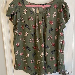 Green floral blouse